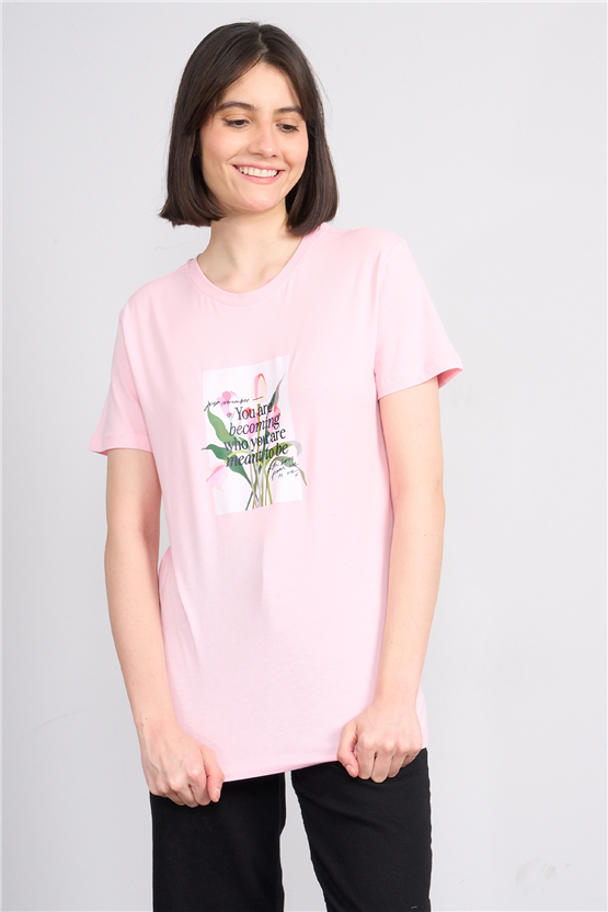 C.K Y26 8787 Fithit Byn B.Yk Regular Baskılı T-shirt A.Pembe
