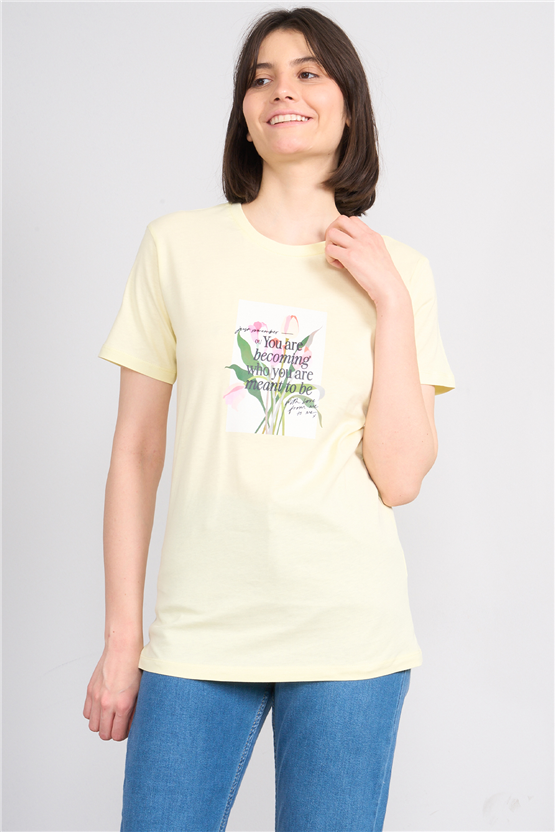 C.K Y26 8787 Fithit Byn B.Yk Regular Baskılı T-shirt U.Sarı