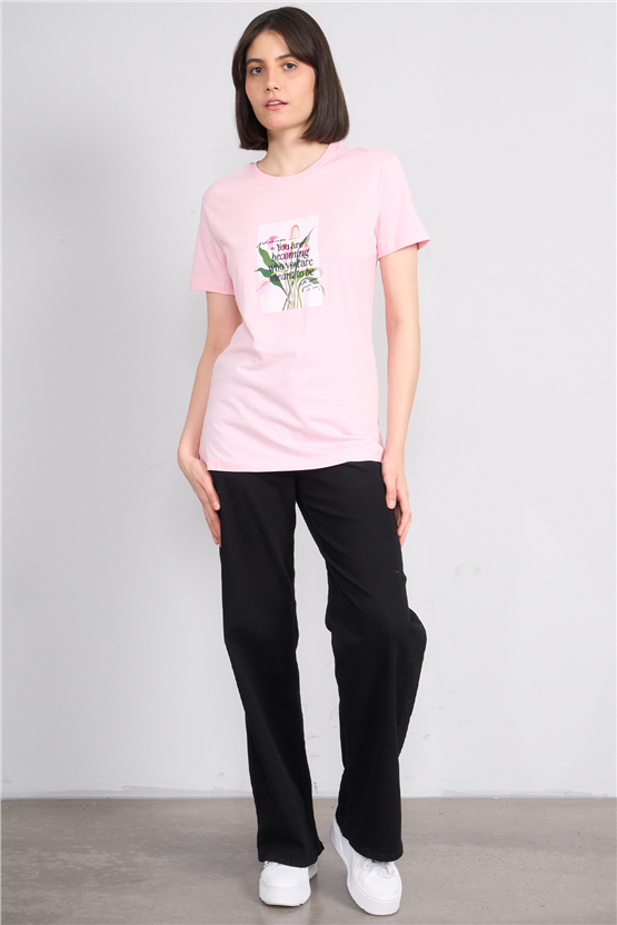 C.K Y26 8787 Fithit Byn B.Yk Regular Baskılı T-shirt A.Pembe