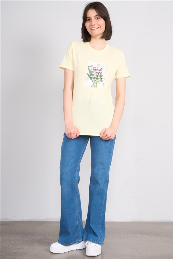 C.K Y26 8787 Fithit Byn B.Yk Regular Baskılı T-shirt U.Sarı