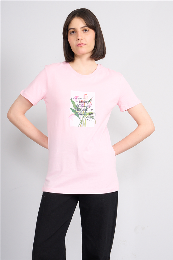 C.K Y26 8787 Fithit Byn B.Yk Regular Baskılı T-shirt A.Pembe