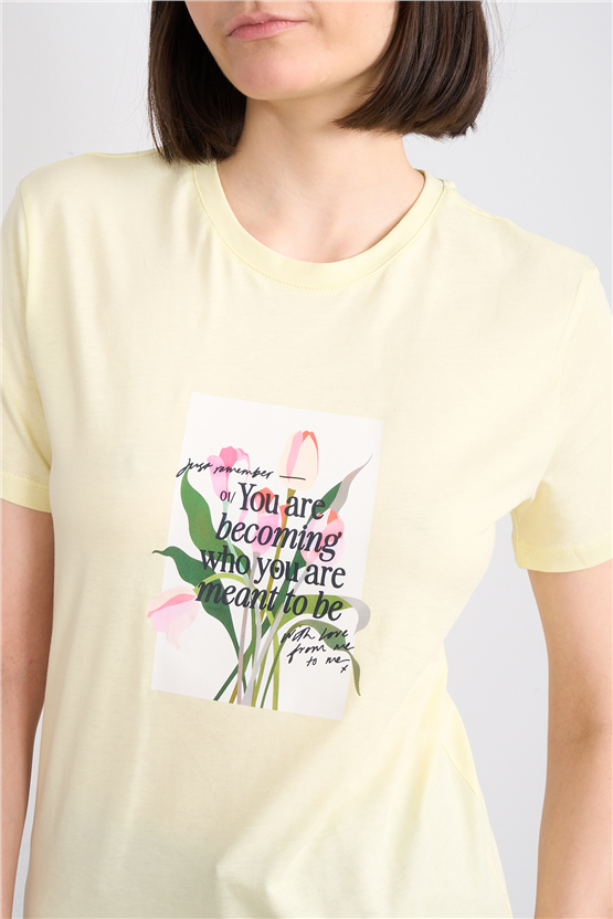 C.K Y26 8787 Fithit Byn B.Yk Regular Baskılı T-shirt U.Sarı