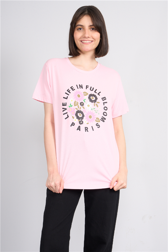 C.K Y26 8788 Fithit Byn B.Yk Regular Baskılı T-shirt A.Pembe