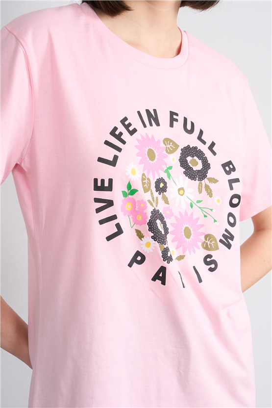 C.K Y26 8788 Fithit Byn B.Yk Regular Baskılı T-shirt A.Pembe