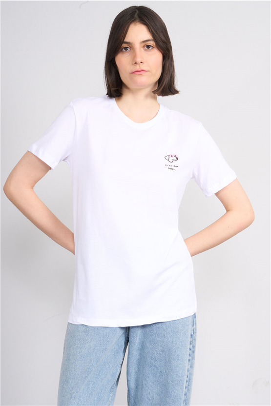 C.K Y26 8790 Fithit Byn B.Yk Regular Nakışlı T-shirt Beyaz