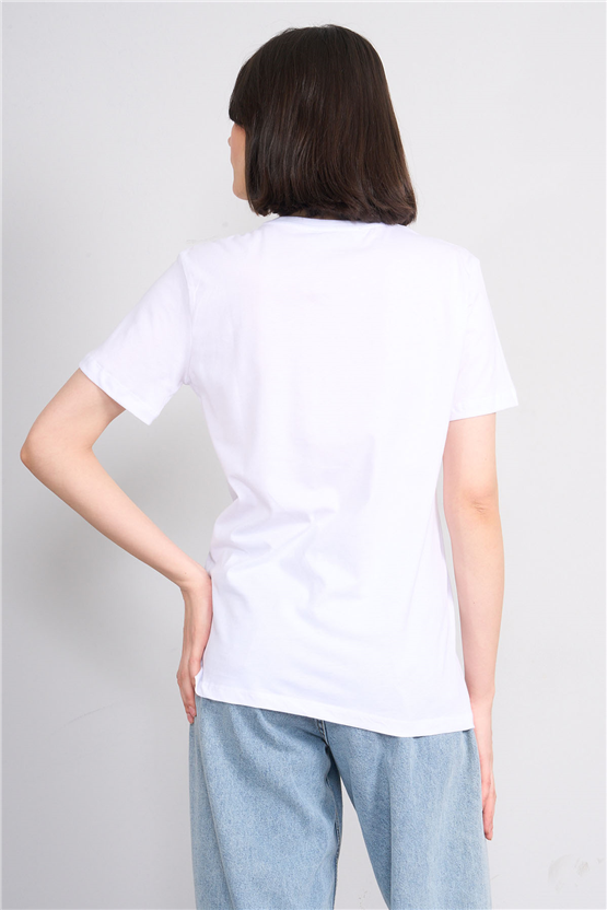 C.K Y26 8790 Fithit Byn B.Yk Regular Nakışlı T-shirt Beyaz
