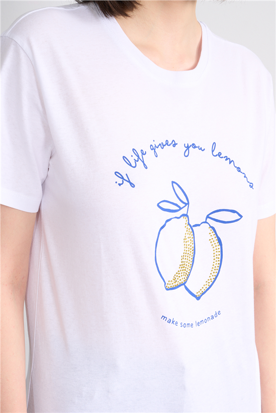 C.K Y26 8792 Fithit Byn B.Yk Regular Baskılı T-shirt Beyaz