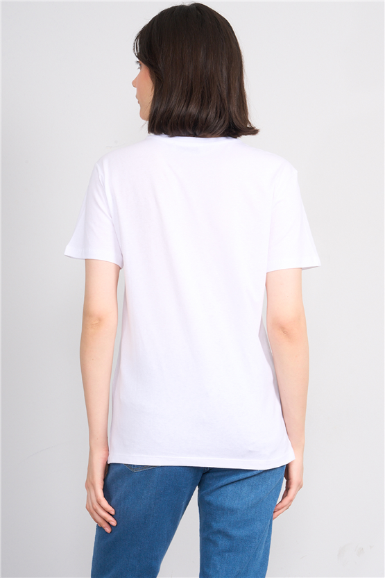 C.K Y26 8792 Fithit Byn B.Yk Regular Baskılı T-shirt Beyaz
