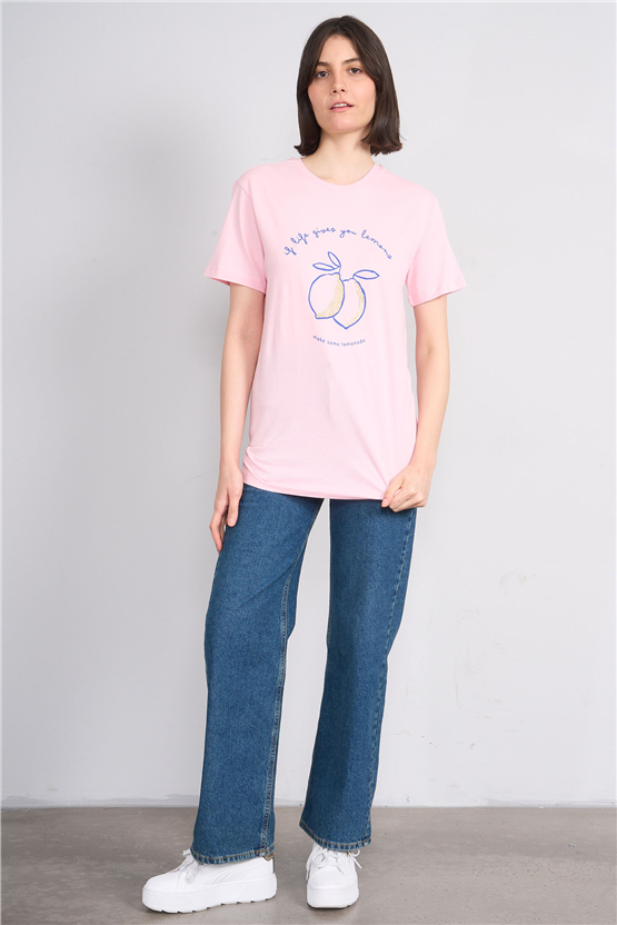 C.K Y26 8792 Fithit Byn B.Yk Regular Baskılı T-shirt A.Pembe