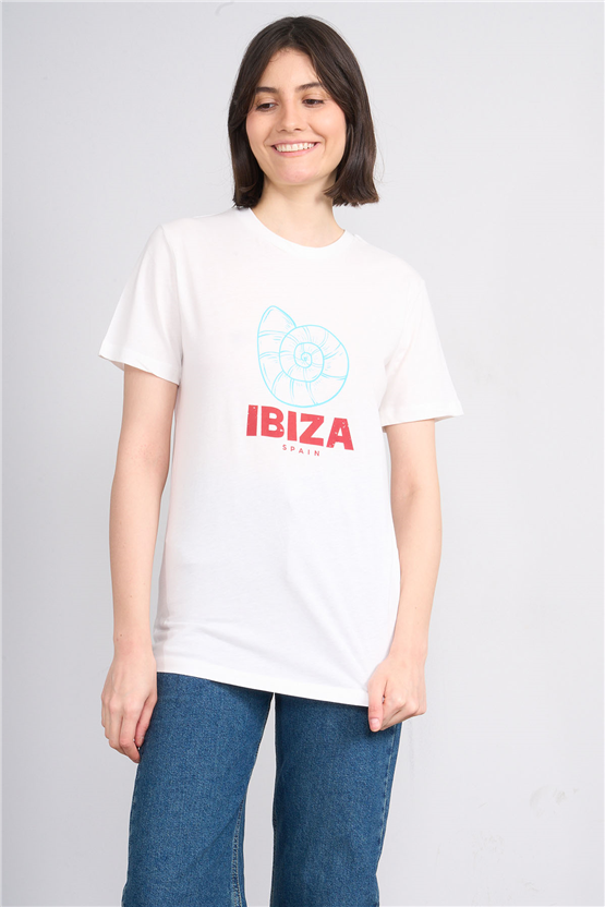 C.K Y26 8840 Fithit Byn B.Yk Regular Baskılı T-shirt Krem