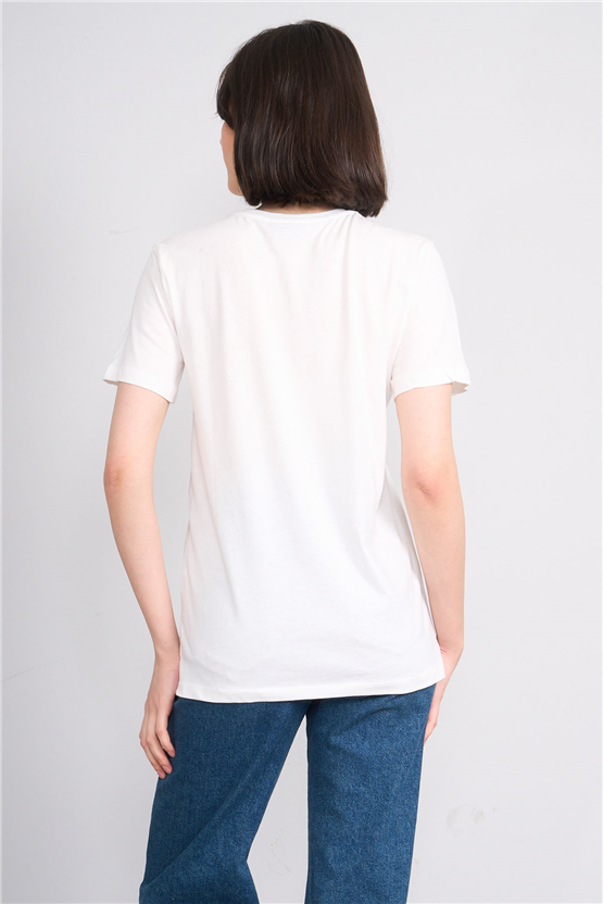 C.K Y26 8840 Fithit Byn B.Yk Regular Baskılı T-shirt Krem