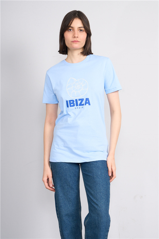 C.K Y26 8840 Fithit Byn B.Yk Regular Baskılı T-shirt A.Mavi
