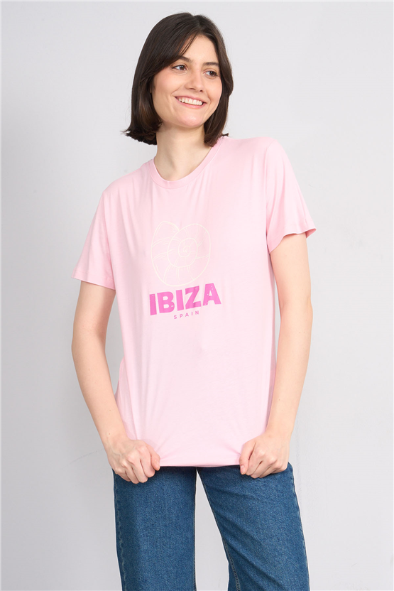 C.K Y26 8840 Fithit Byn B.Yk Regular Baskılı T-shirt A.Pembe