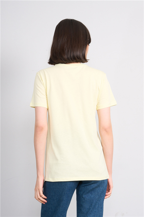 C.K Y26 8841 Fithit Byn B.Yk Regular Baskılı T-shirt Uçuk Sarı