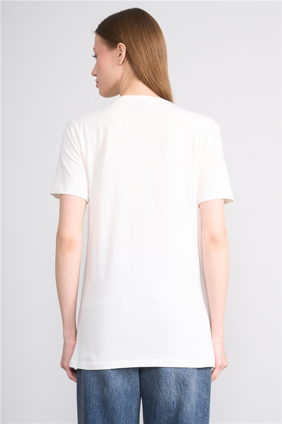 C.K Y26 8841 Fithit Byn B.Yk Regular Baskılı T-shirt Krem