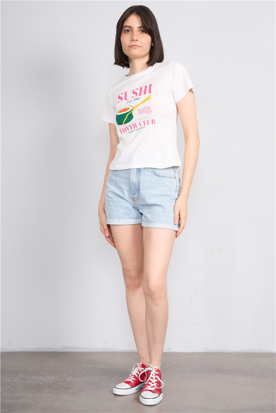 C.K Y26 8845 Fithit Byn B.Yk Regular Baskılı T-shirt Krem