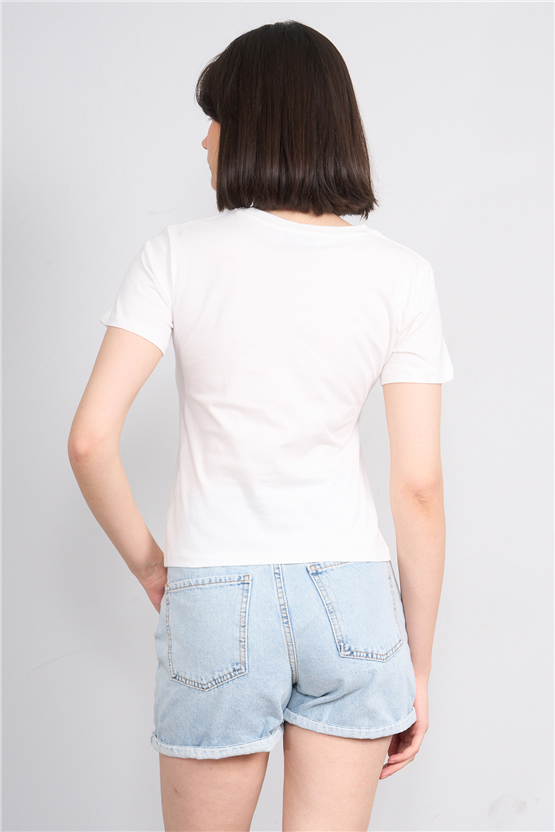 C.K Y26 8845 Fithit Byn B.Yk Regular Baskılı T-shirt Krem