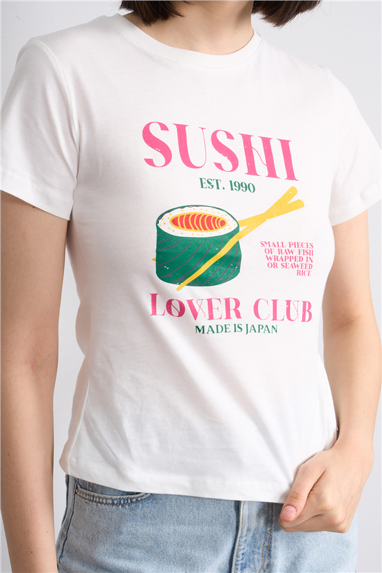 C.K Y26 8845 Fithit Byn B.Yk Regular Baskılı T-shirt Krem