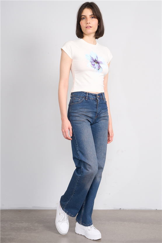 C.K Y26 8852 Fithit Byn B.Yk Regular Penye Baskılı T-shirt Krem