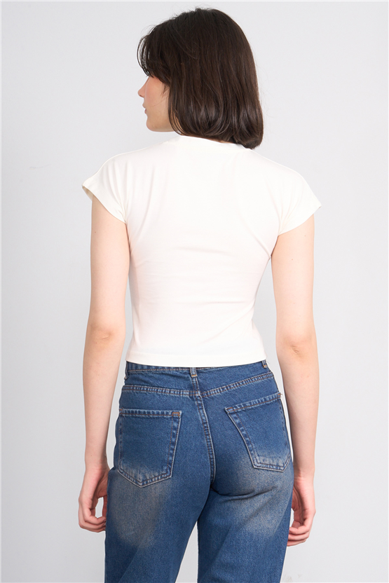 C.K Y26 8852 Fithit Byn B.Yk Regular Penye Baskılı T-shirt Krem