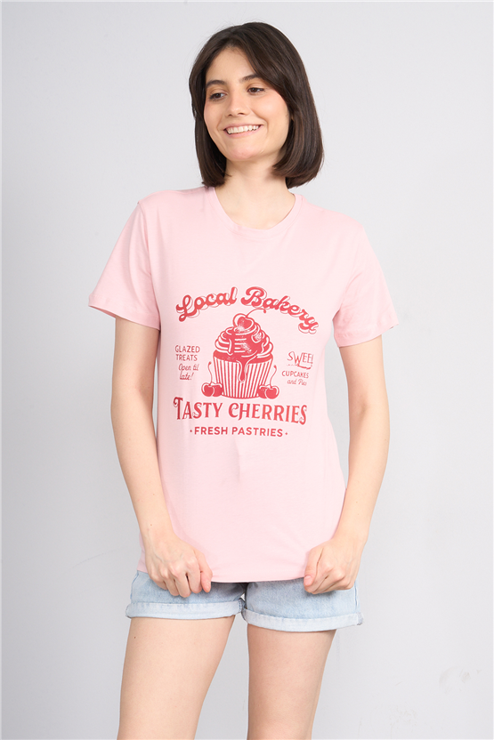 C.K Y26 8860 Fithit Byn B.Yk Regular Baskılı T-shirt Pudra