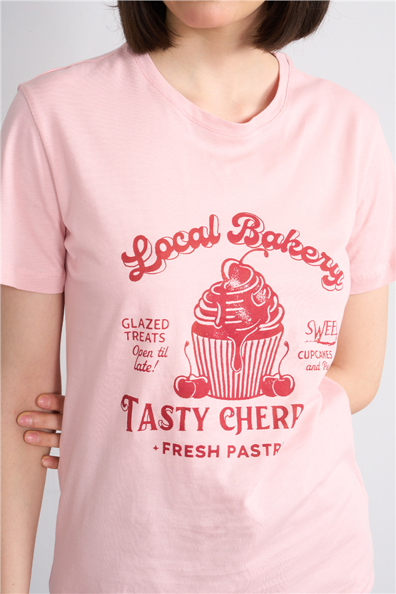 C.K Y26 8860 Fithit Byn B.Yk Regular Baskılı T-shirt Pudra