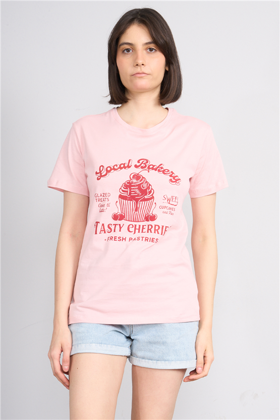 C.K Y26 8860 Fithit Byn B.Yk Regular Baskılı T-shirt Pudra