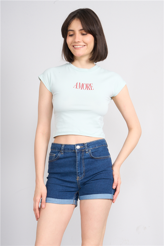 C.K Y26 8864 Fithit Byn B.Yk Regular Baskılı T-shirt Cagla