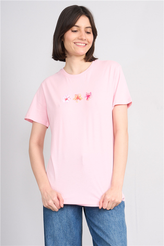 C.K Y26 8888 Fithit Byn B.Yk Regular Baskılı T-shirt A.Pembe