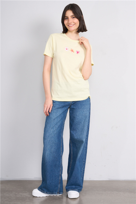 C.K Y26 8888 Fithit Byn B.Yk Regular Baskılı T-shirt U.Sarı