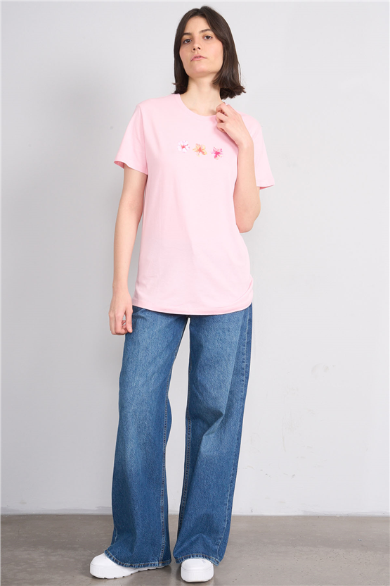 C.K Y26 8888 Fithit Byn B.Yk Regular Baskılı T-shirt A.Pembe