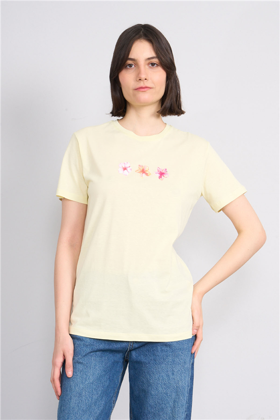 C.K Y26 8888 Fithit Byn B.Yk Regular Baskılı T-shirt U.Sarı