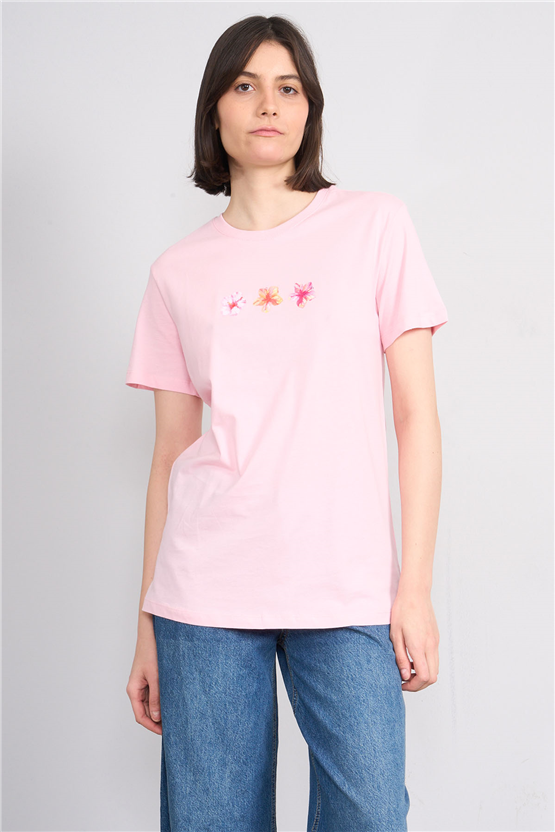 C.K Y26 8888 Fithit Byn B.Yk Regular Baskılı T-shirt A.Pembe