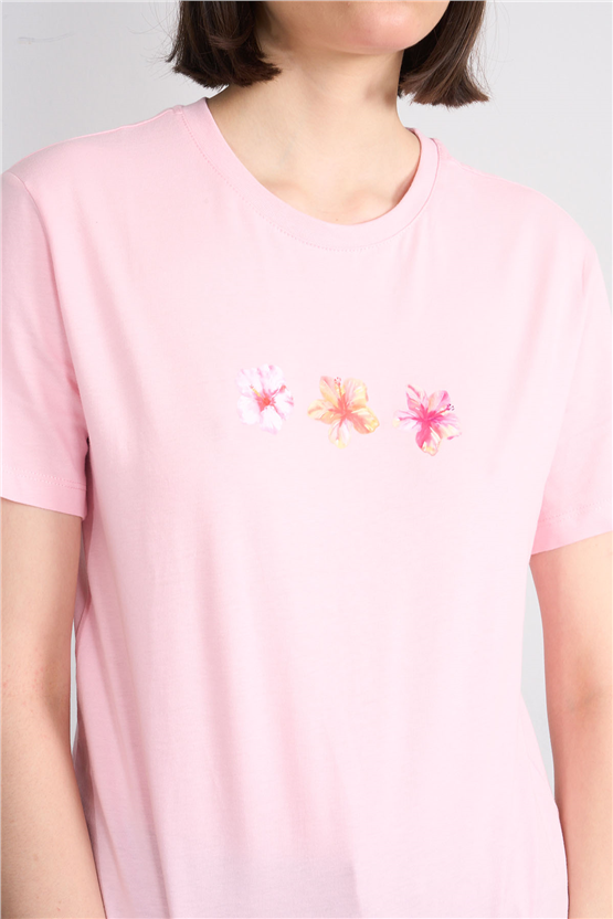 C.K Y26 8888 Fithit Byn B.Yk Regular Baskılı T-shirt A.Pembe
