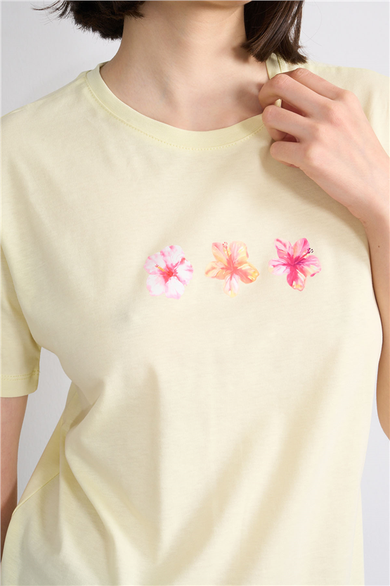 C.K Y26 8888 Fithit Byn B.Yk Regular Baskılı T-shirt U.Sarı