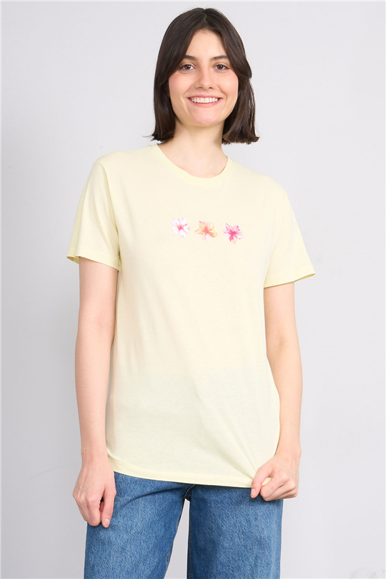 C.K Y26 8888 Fithit Byn B.Yk Regular Baskılı T-shirt U.Sarı