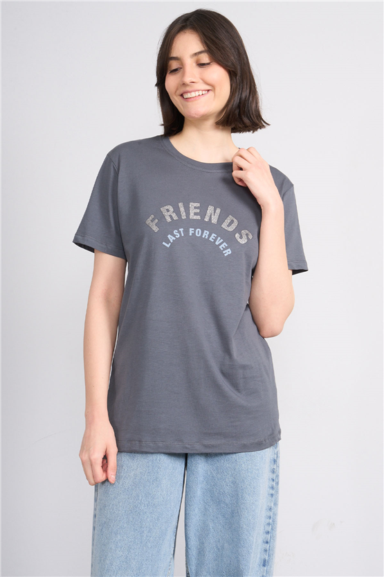 C.K Y26 8908 Fithit Byn B.Yk Regular Baskılı T-shirt K.Gri