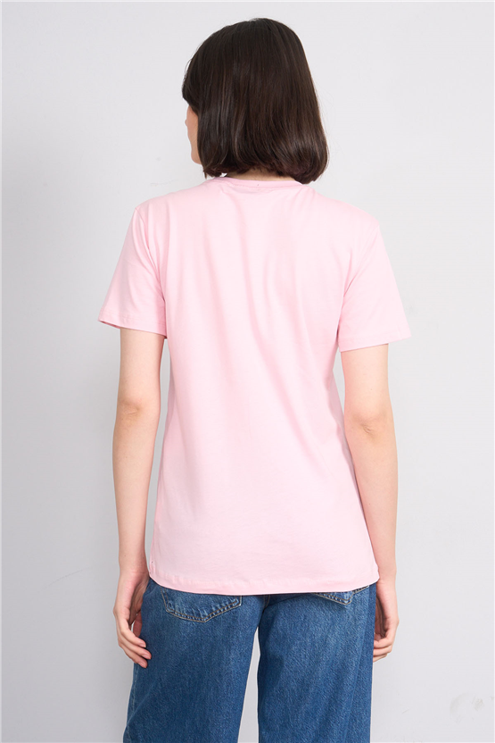 C.K Y26 8908 Fithit Byn B.Yk Regular Baskılı T-shirt A.Pembe