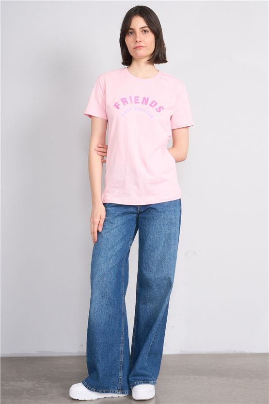 C.K Y26 8908 Fithit Byn B.Yk Regular Baskılı T-shirt A.Pembe