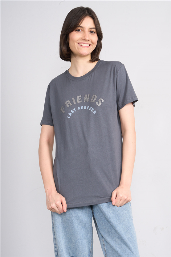 C.K Y26 8908 Fithit Byn B.Yk Regular Baskılı T-shirt K.Gri