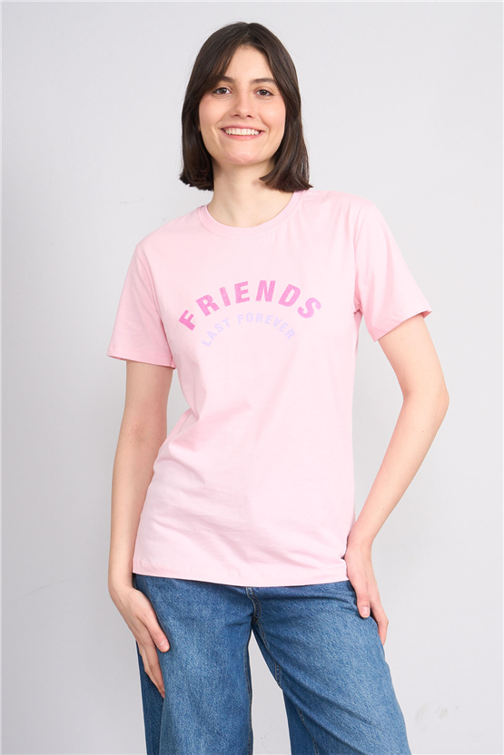 C.K Y26 8908 Fithit Byn B.Yk Regular Baskılı T-shirt A.Pembe