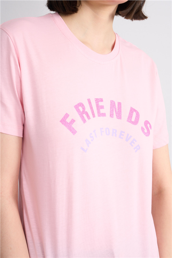C.K Y26 8908 Fithit Byn B.Yk Regular Baskılı T-shirt A.Pembe