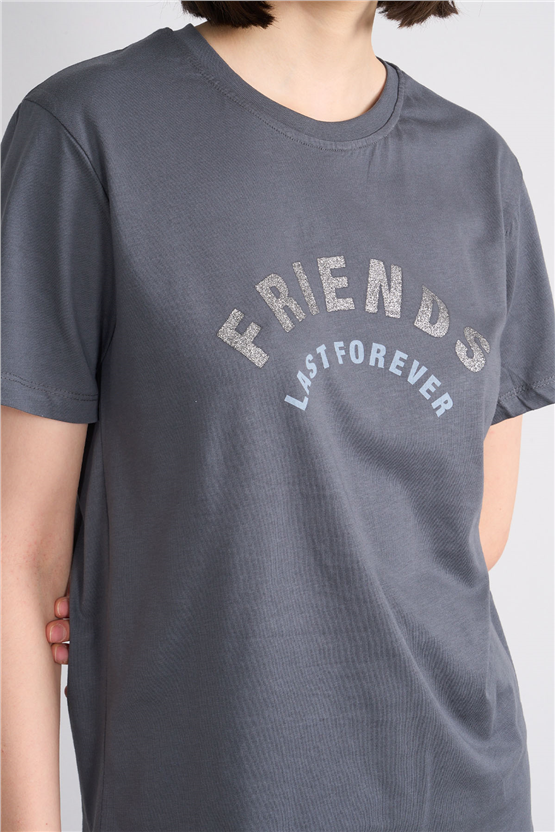 C.K Y26 8908 Fithit Byn B.Yk Regular Baskılı T-shirt K.Gri