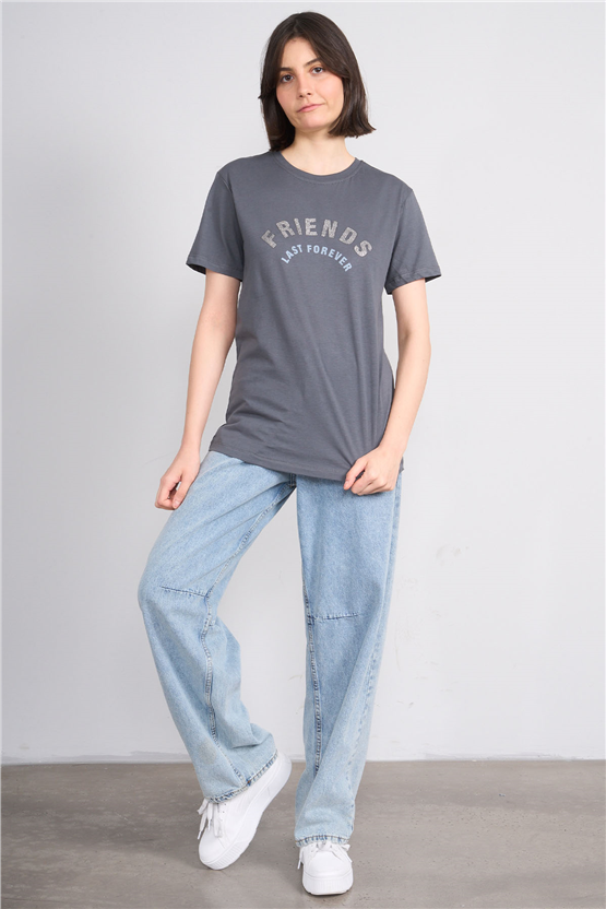 C.K Y26 8908 Fithit Byn B.Yk Regular Baskılı T-shirt K.Gri