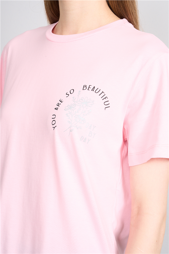 C.K Y26 8910 Fithit Byn B.Yk Regular Baskılı T-shirt U.Pembe