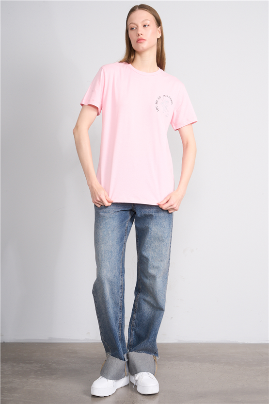 C.K Y26 8910 Fithit Byn B.Yk Regular Baskılı T-shirt U.Pembe