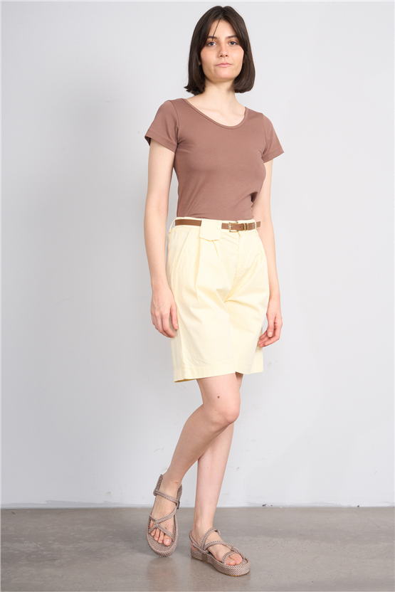 C.K Y26 8913 Fithit Byn Kayık Yk. Penye T-shirt Kakao