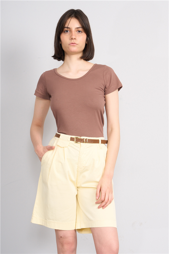 C.K Y26 8913 Fithit Byn Kayık Yk. Penye T-shirt Kakao