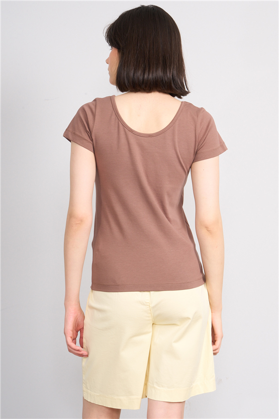 C.K Y26 8913 Fithit Byn Kayık Yk. Penye T-shirt Kakao