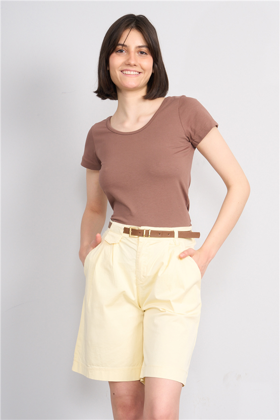 C.K Y26 8913 Fithit Byn Kayık Yk. Penye T-shirt Kakao